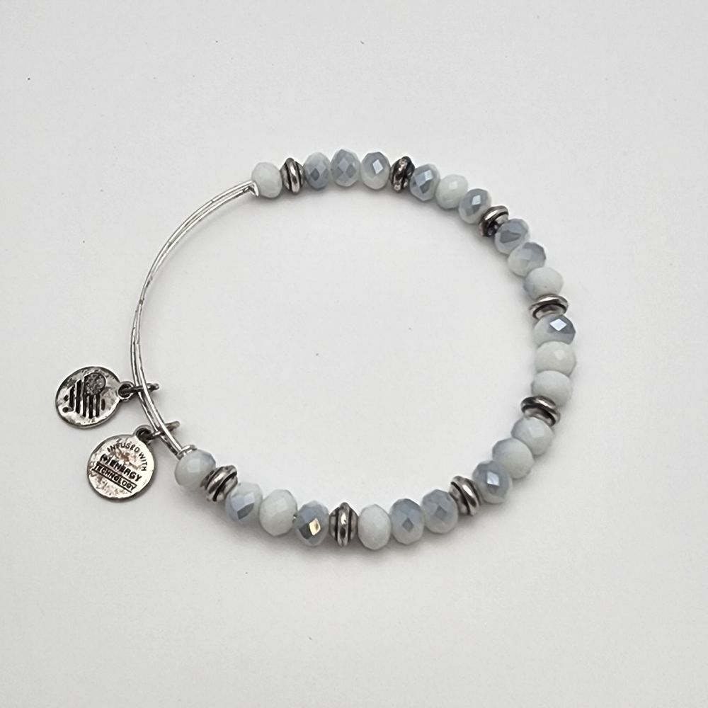 Alex and Ani Light Gray and Silver Beaded Expandable Bracelet